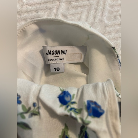 Jason Wu Collection White Floral Ruffal V Neck Size 10 Retail $395. Designer - Picture 4 of 4